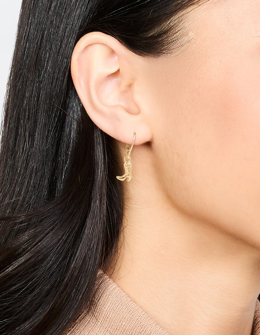 Gold Cowboy Boot Huggie Earrings - Image 2