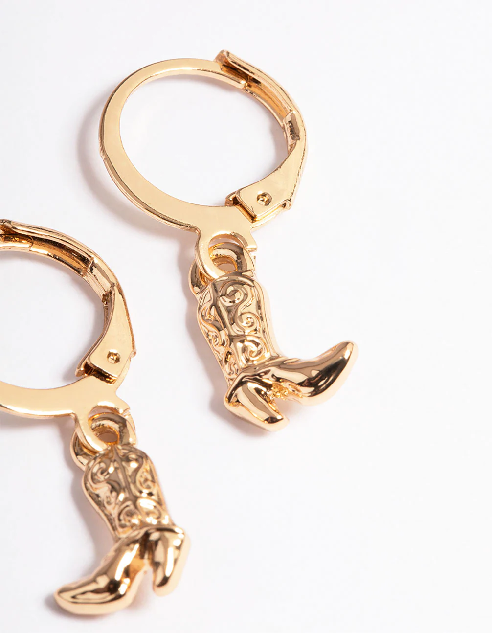 Gold Cowboy Boot Huggie Earrings - Image 5