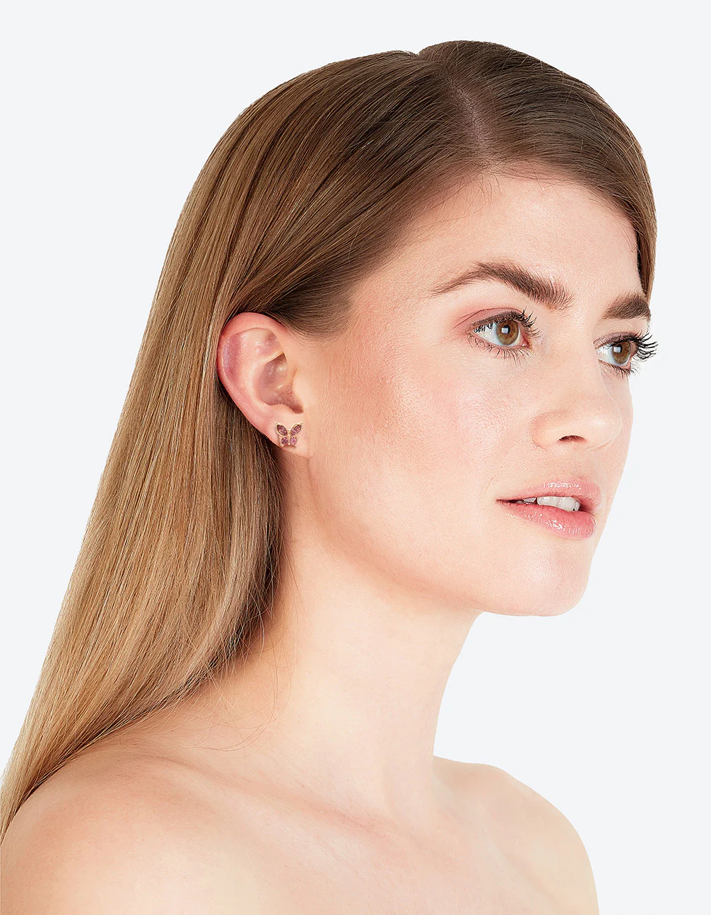 Pink Diamante Butterfly Stud Earrings - Image 3