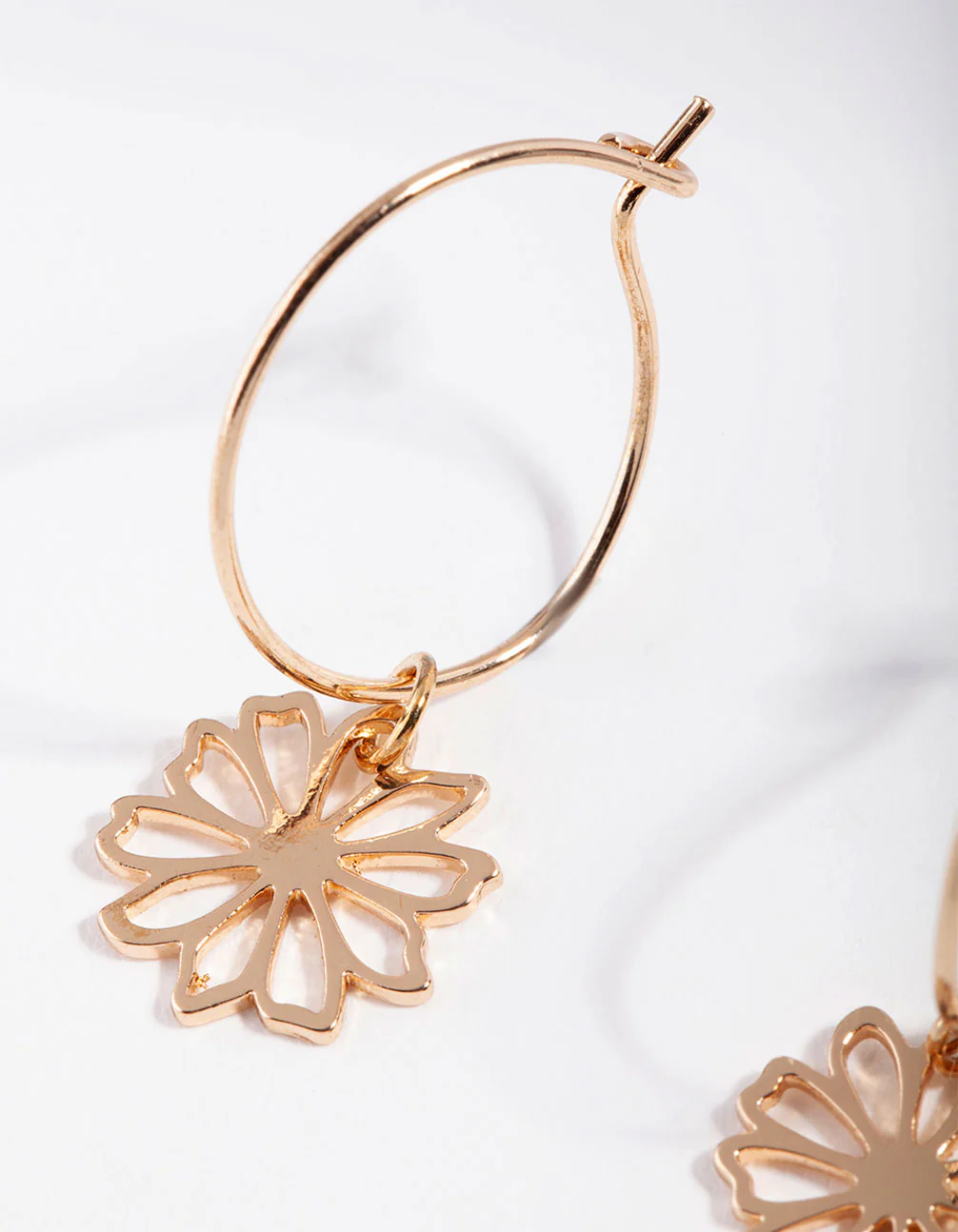 Gold Dainty Flower Hoop Earrings - Image 2