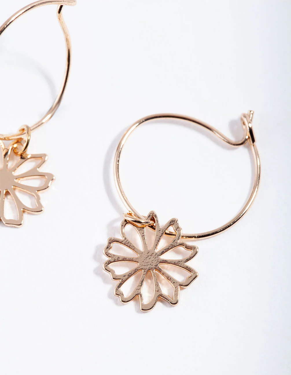 Gold Dainty Flower Hoop Earrings - Image 3
