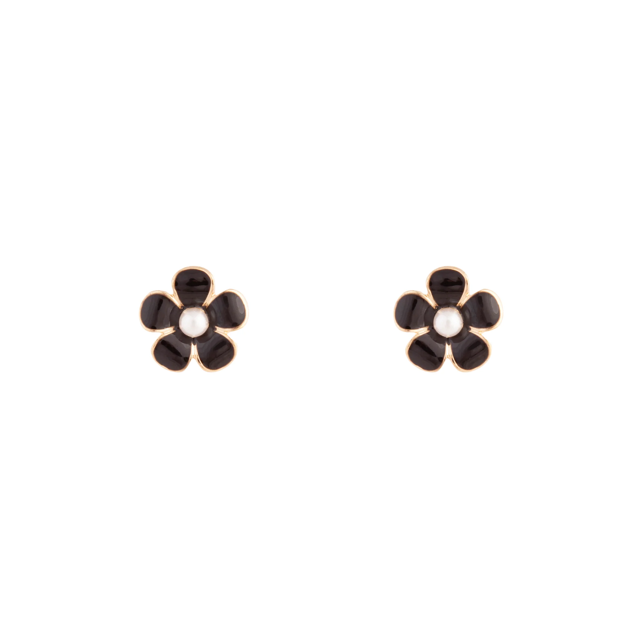 Black Daisy Stud Earrings - Image 2
