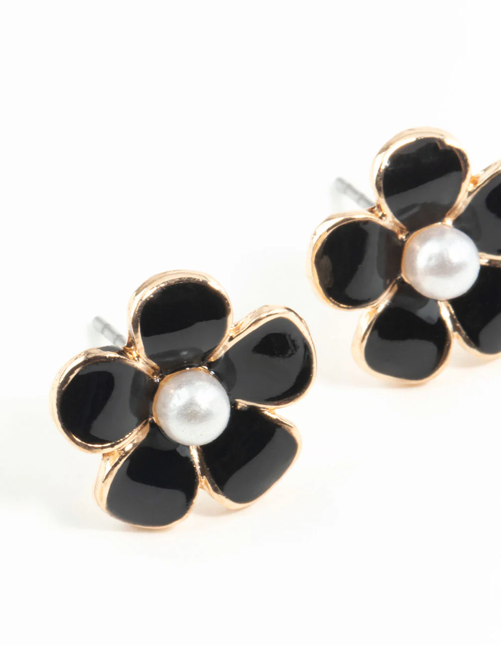 Black Daisy Stud Earrings - Image 3