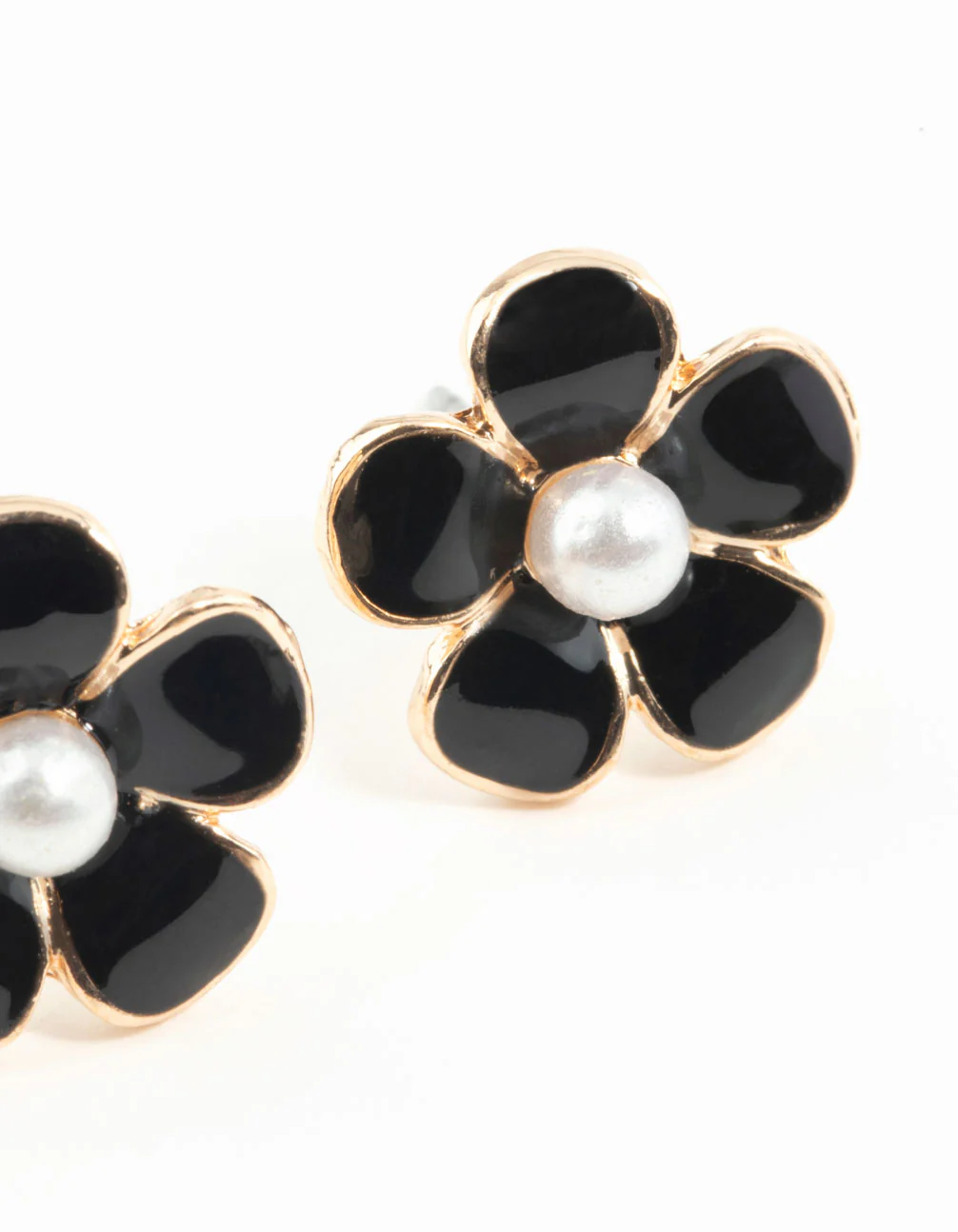 Black Daisy Stud Earrings - Image 4
