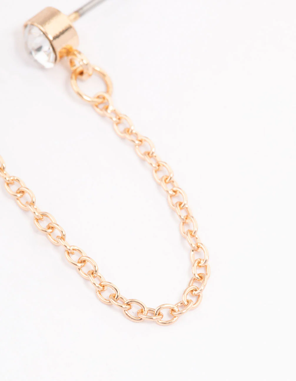 Gold Diamante & Heart Chain Earrings - Image 3