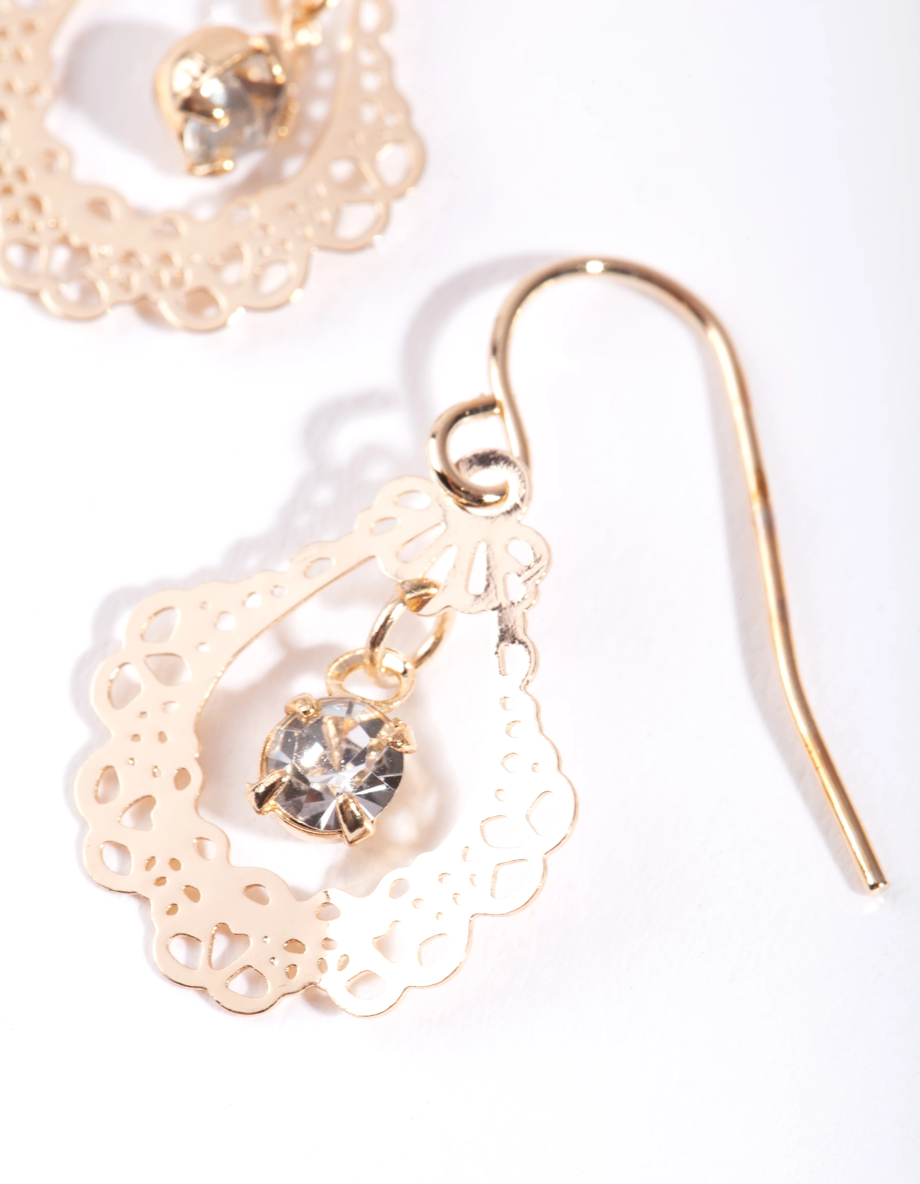 Gold Mini Ornate Drop Earrings - Image 2