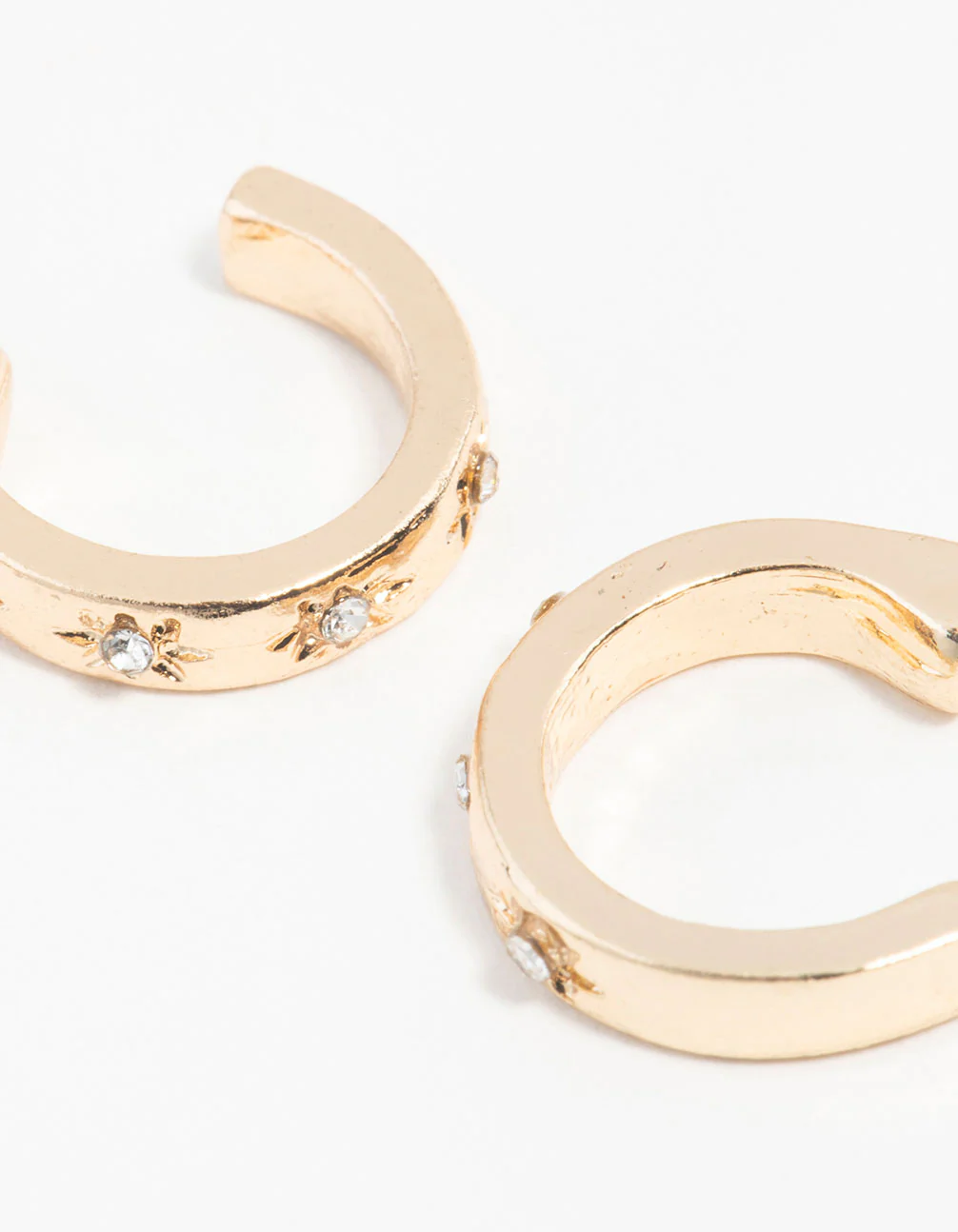 Gold Diamante Star Huggie Hoop Earrings - Image 3