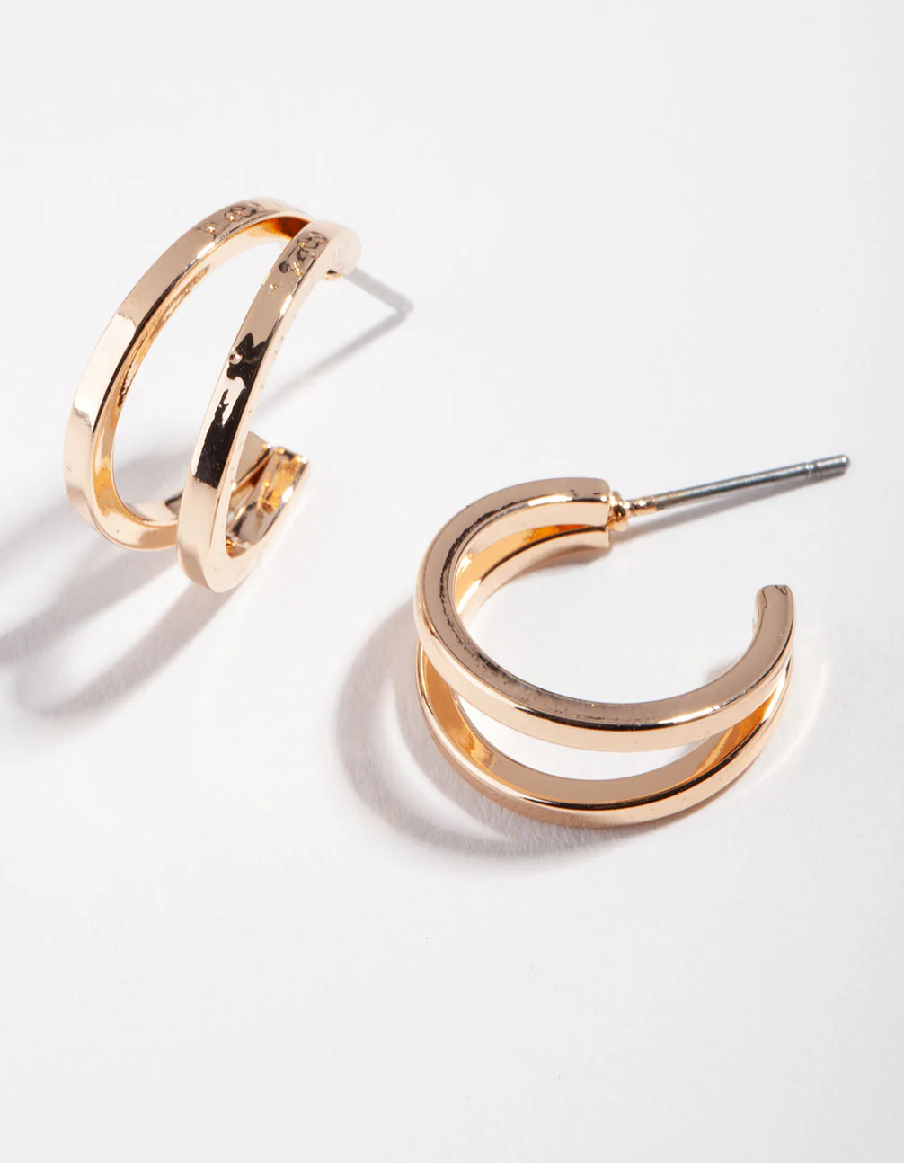 Gold Double Hoop Earrings - Image 2