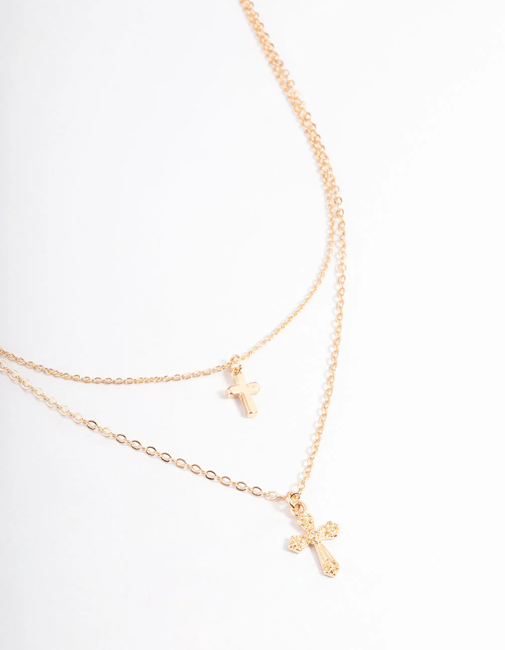 Gold Mixed Textured Cross Necklace - Image 2