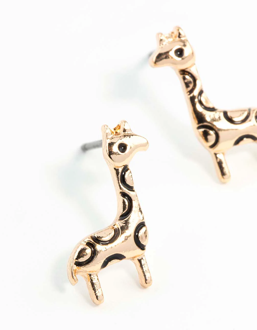 Gold Etched Giraffe Stud Earrings - Image 12