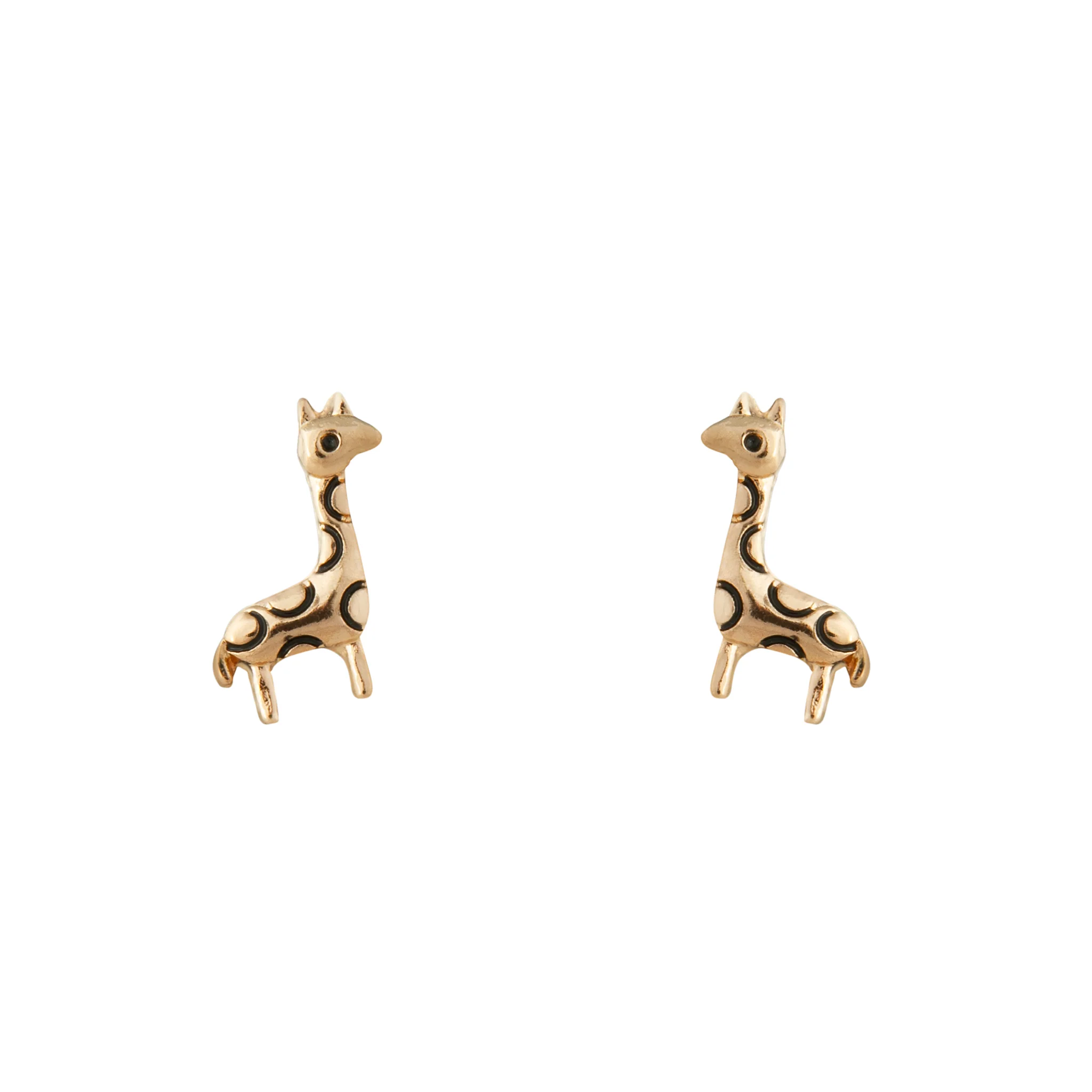 Gold Etched Giraffe Stud Earrings - Image 2