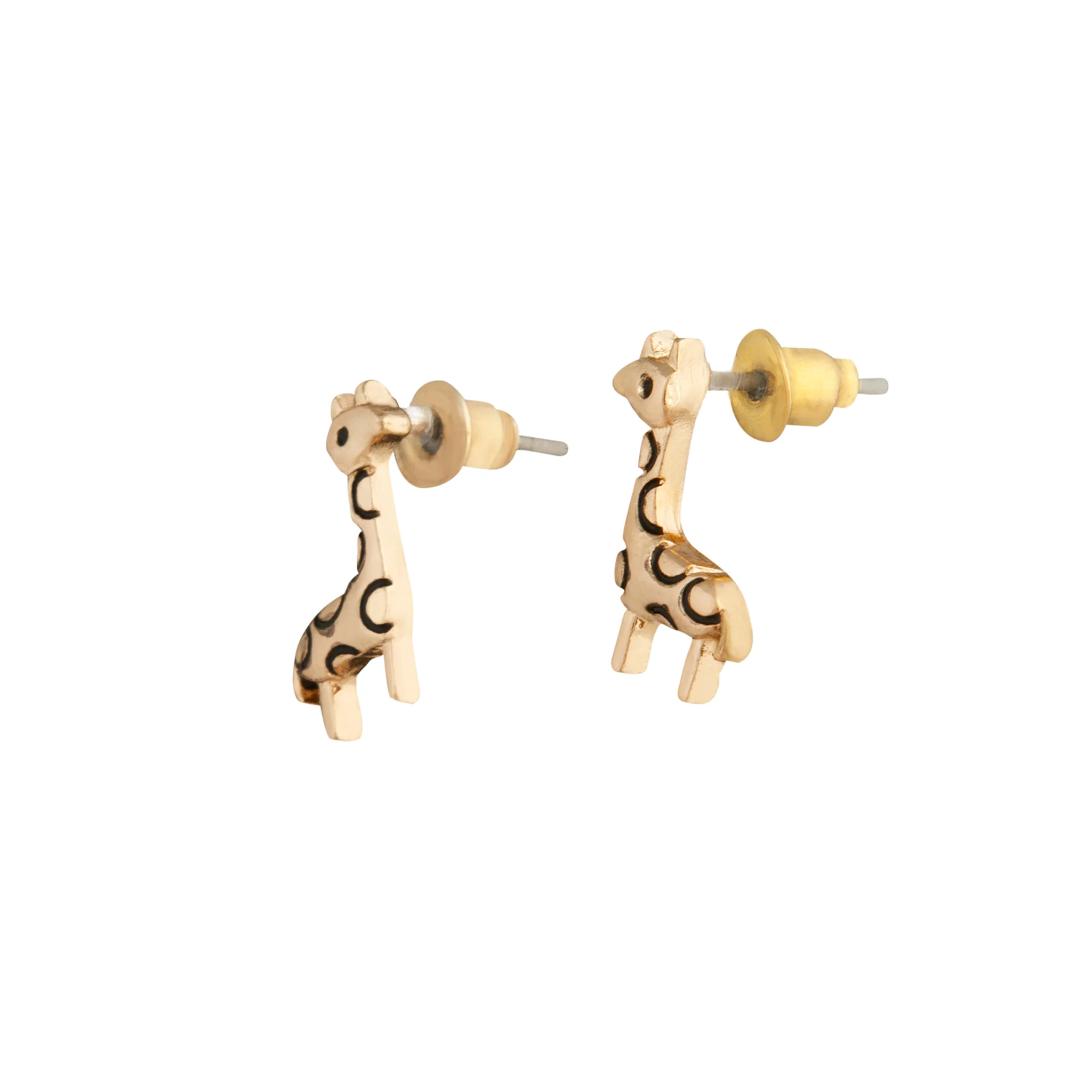 Gold Etched Giraffe Stud Earrings - Image 3