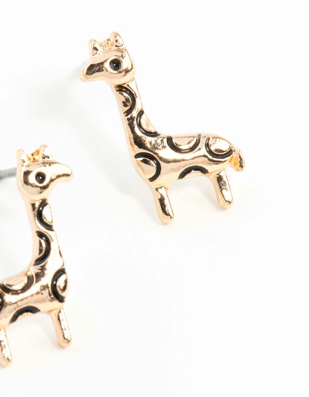 Gold Etched Giraffe Stud Earrings - Image 9