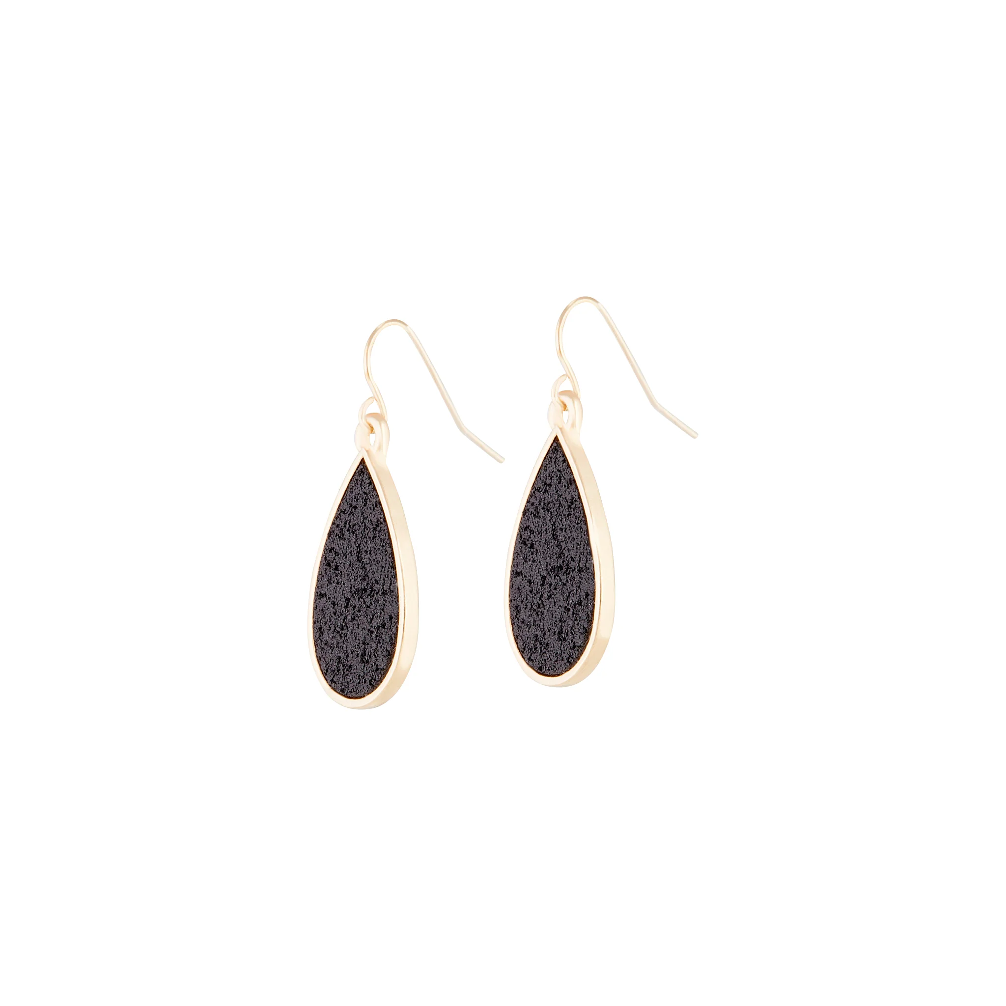 Black Gold Glitter Teardrop Earrings - Image 2