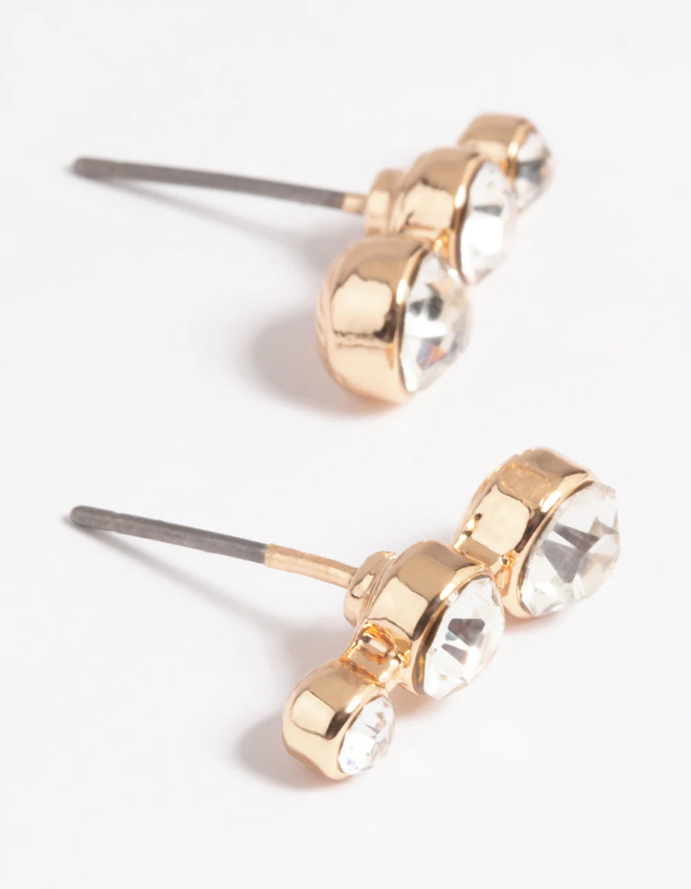 Gold Diamante Crawler Stud Earrings - Image 2