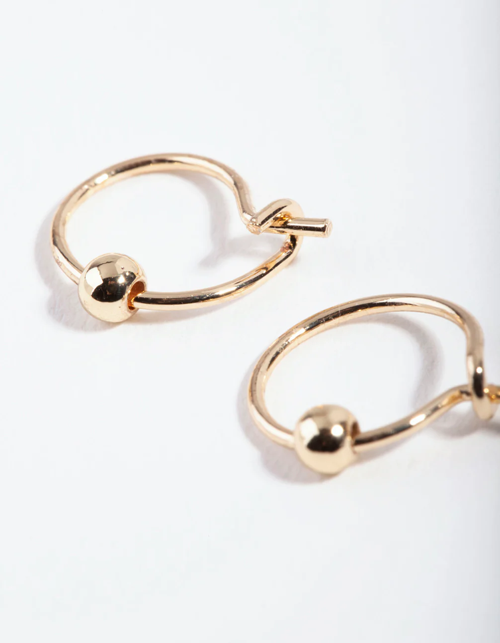 Gold Mini Ball Hoop Earrings - Image 2