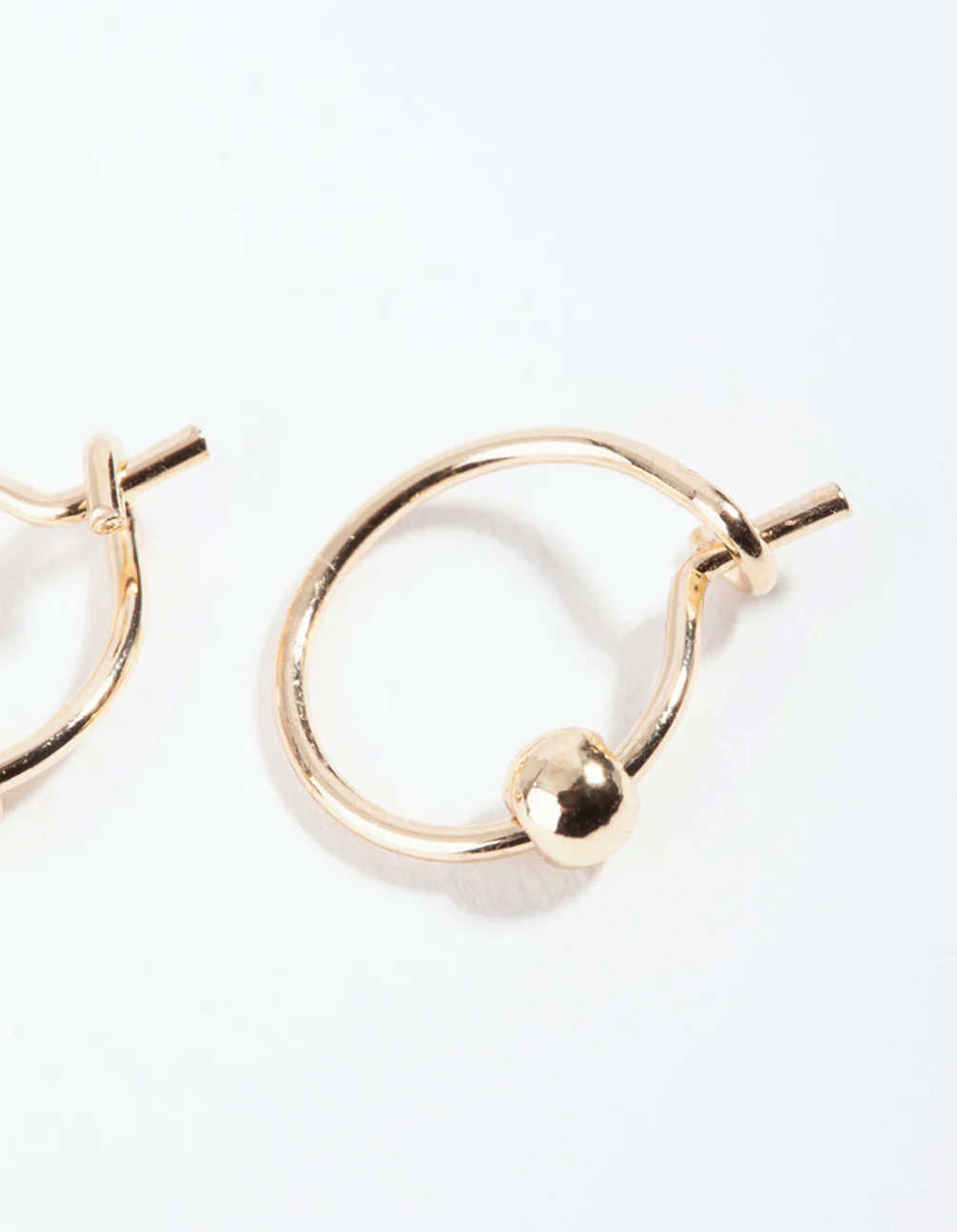 Gold Mini Ball Hoop Earrings - Image 3