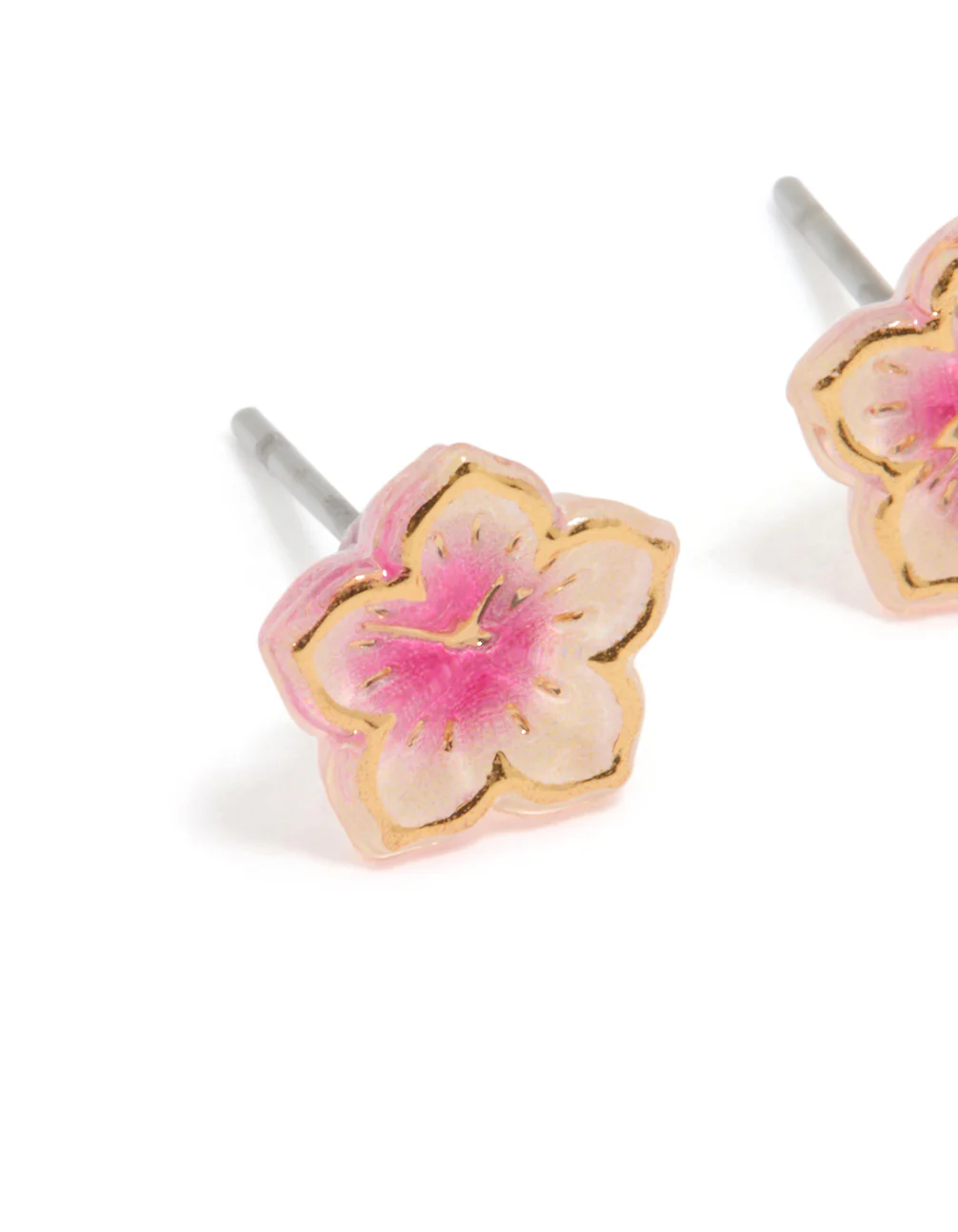 Gold Mini Frangipani Stud Earrings - Image 2