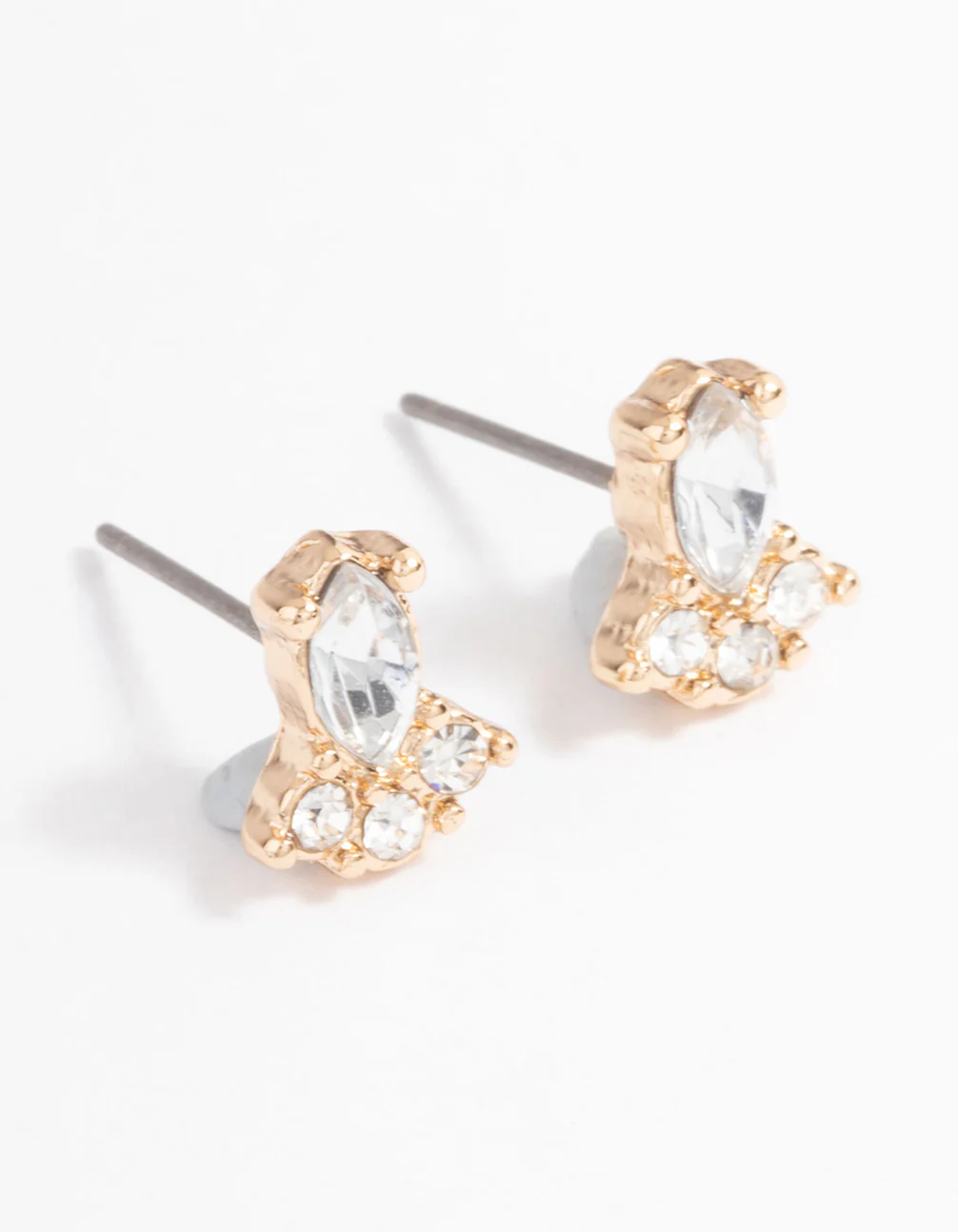 Gold Mini Stone Set Stud Earrings - Image 2