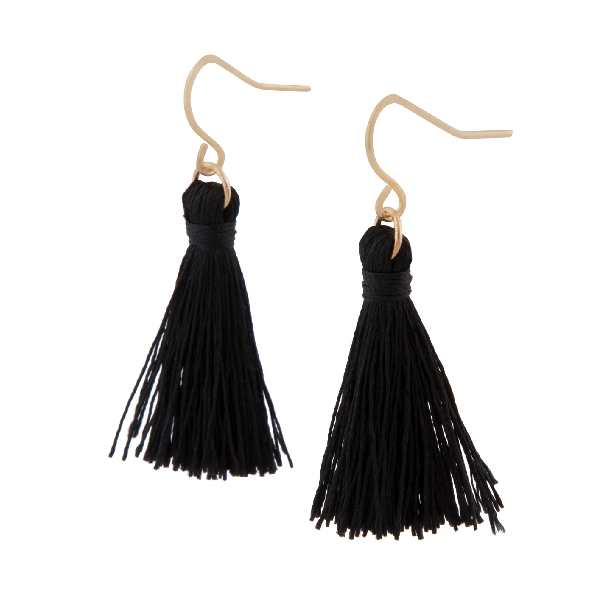 Black Mini Tassel Earrings - Image 2
