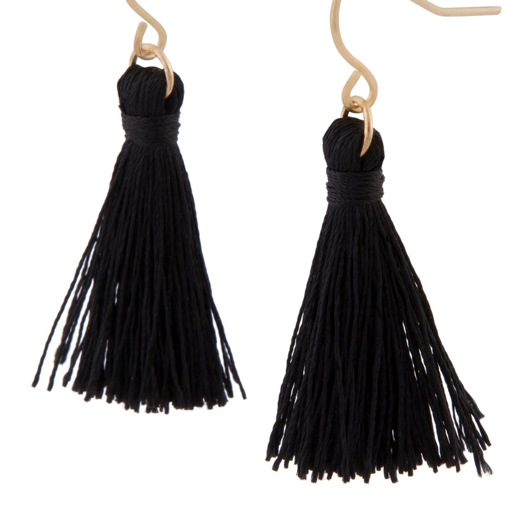 Black Mini Tassel Earrings - Image 3