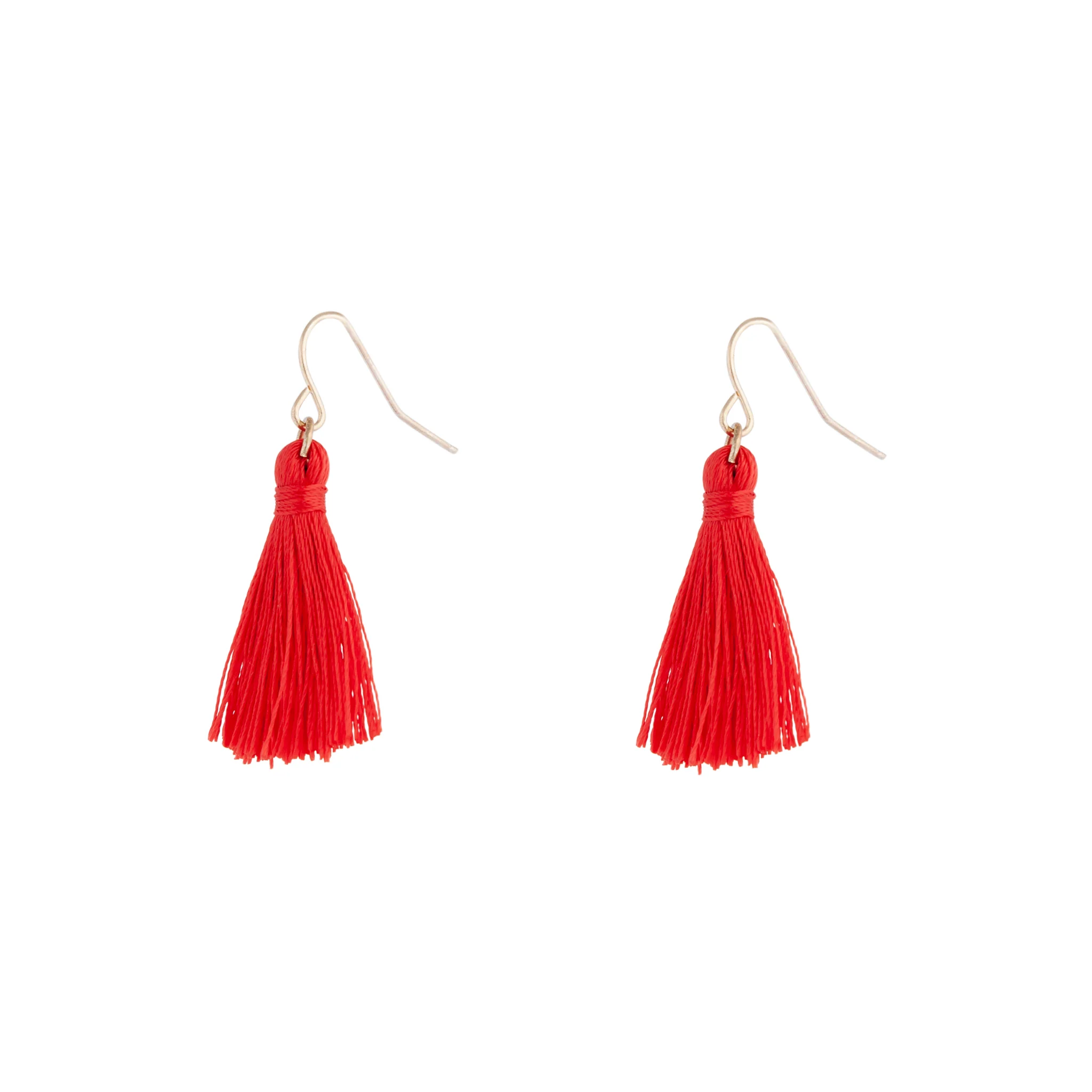 Gold Red Mini Tassel Earrings - Image 2