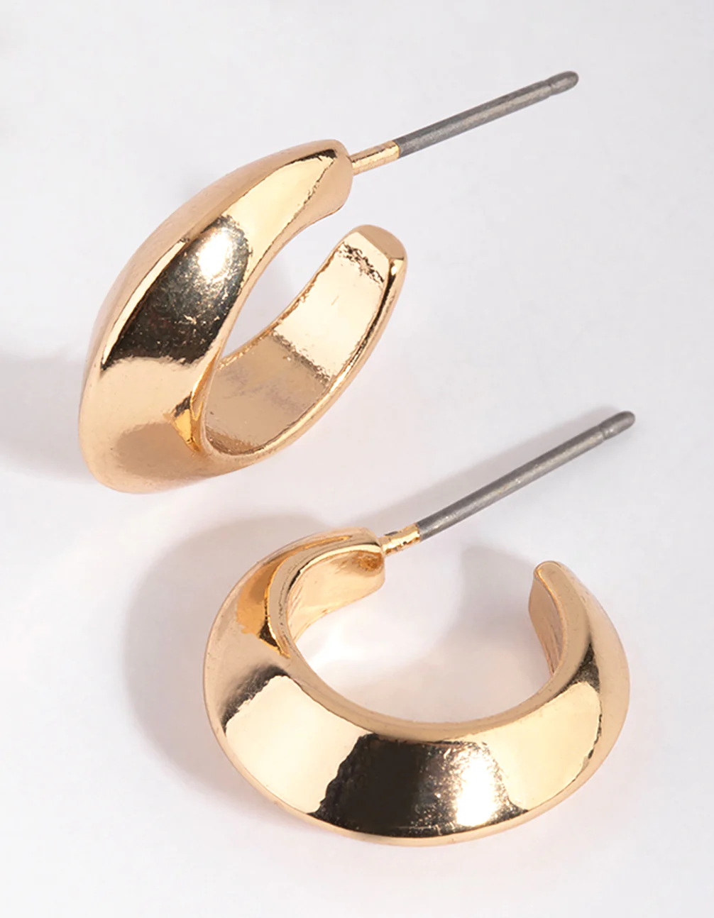 Gold Pointed Huggie Hoop Earrings - Image 2
