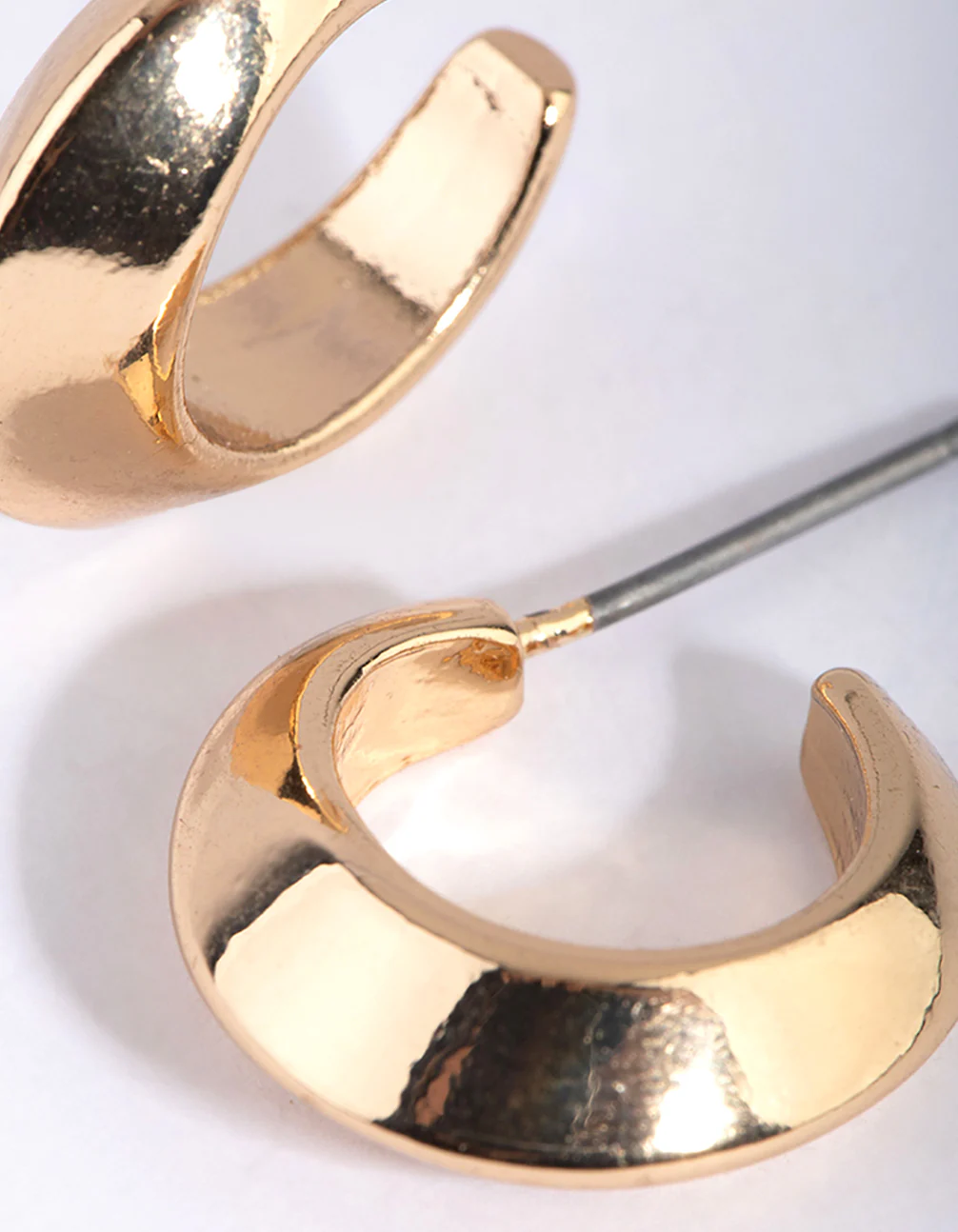 Gold Pointed Huggie Hoop Earrings - Image 3