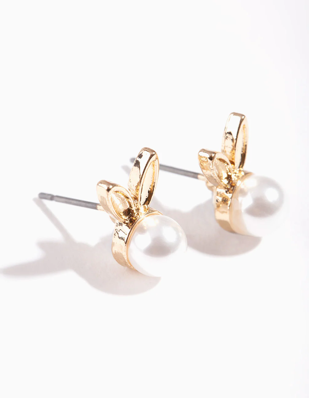 Gold & Pearl Bunny Stud Earrings - Image 4