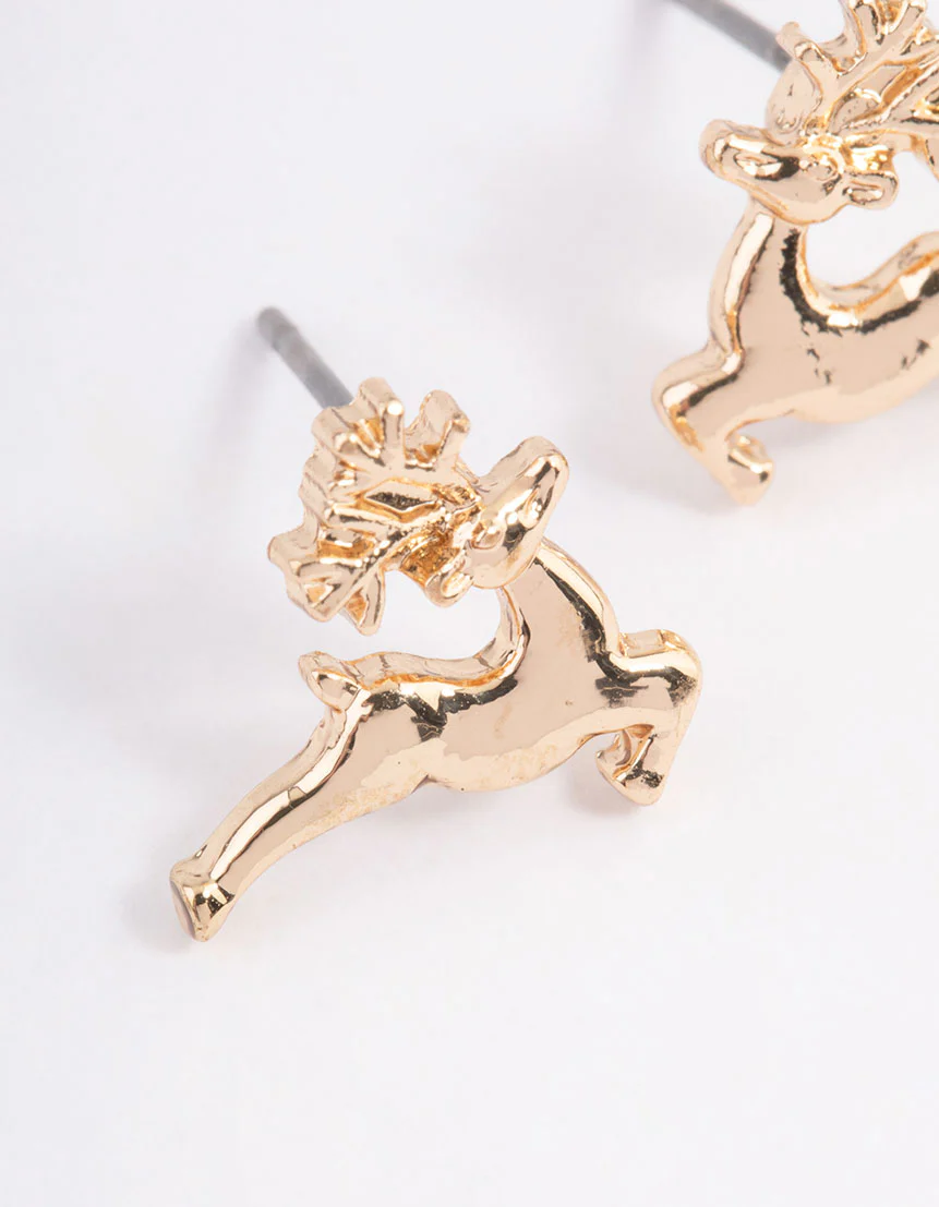 Festive Prancing Reindeer Stud Earring Pack - Image 2