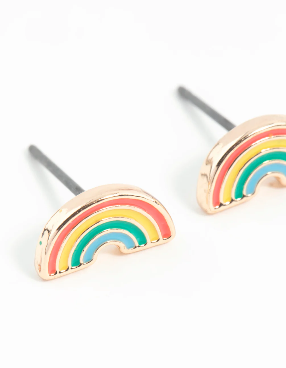 Gold Rainbow Stud Earrings - Image 4
