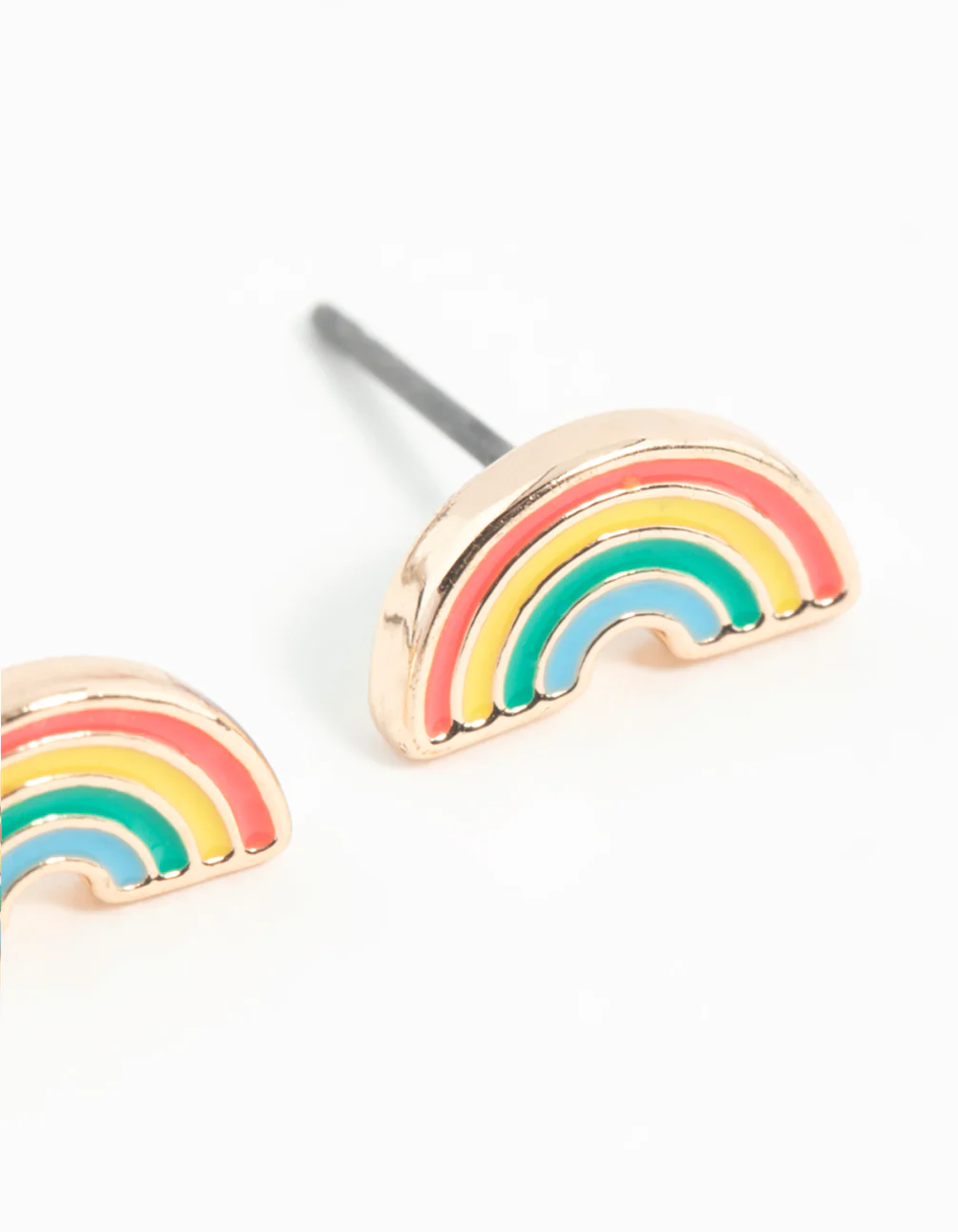 Gold Rainbow Stud Earrings - Image 8