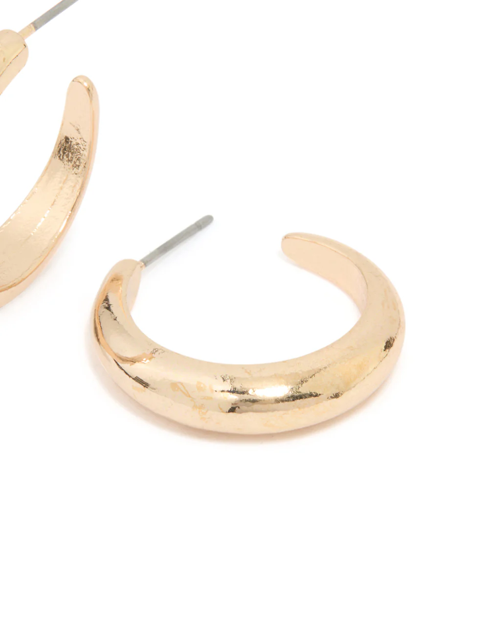 Gold Rounded Hollow Huggie Earrings - Image 3