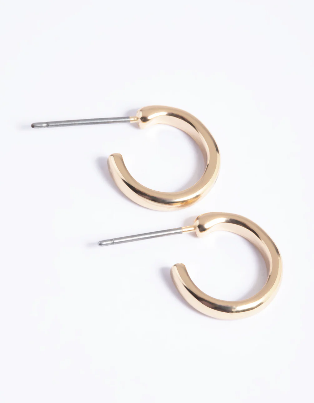 Gold Simple Huggie Hoop Earrings - Image 2