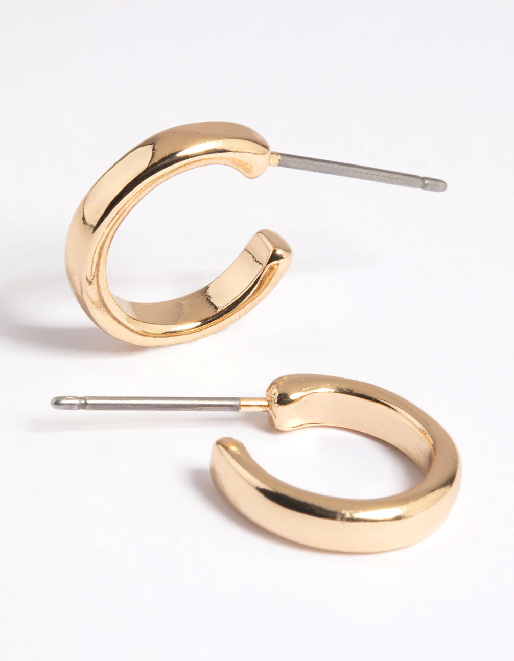 Gold Simple Huggie Hoop Earrings - Image 3