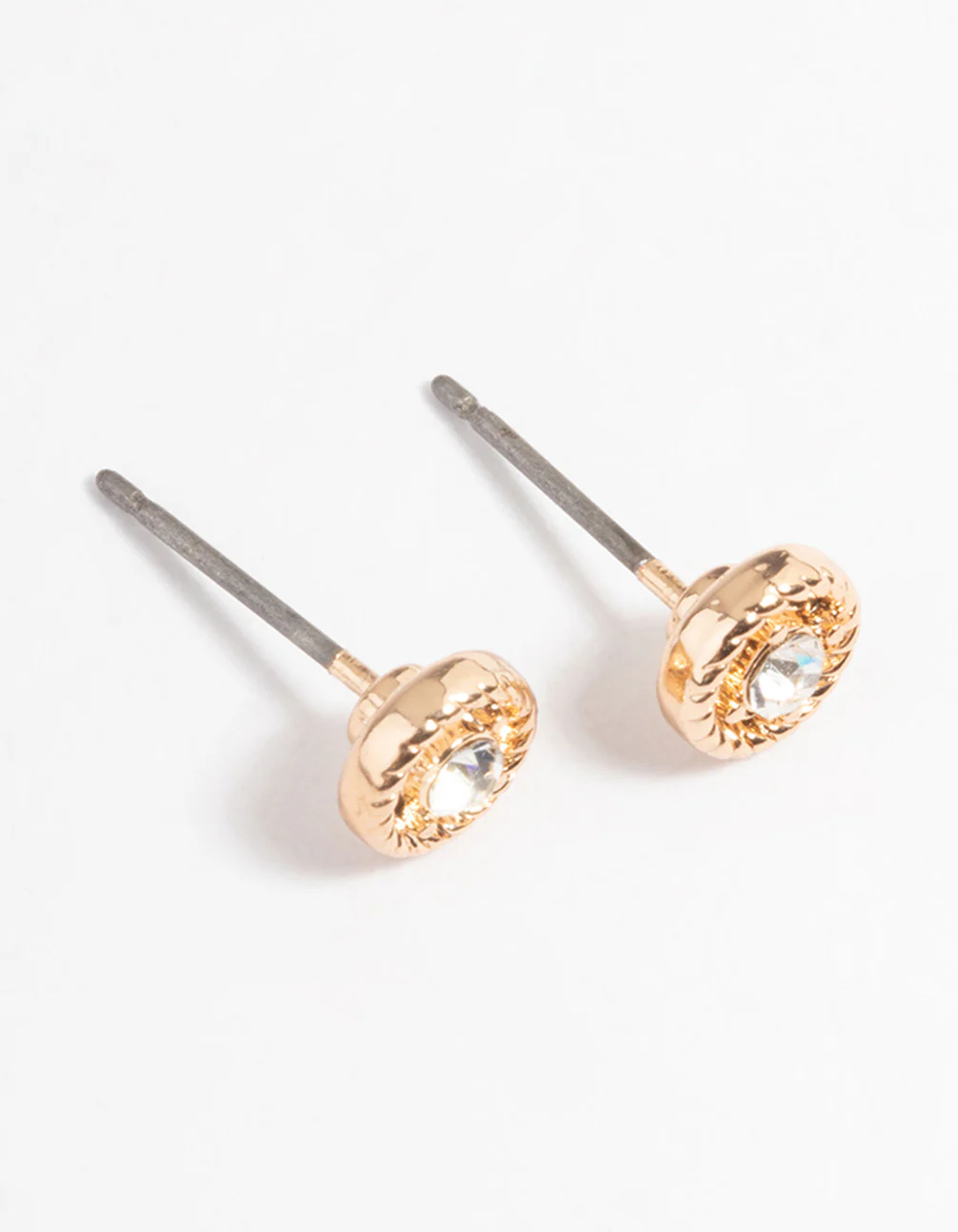 Gold Simple Stone Stud Earrings - Image 3