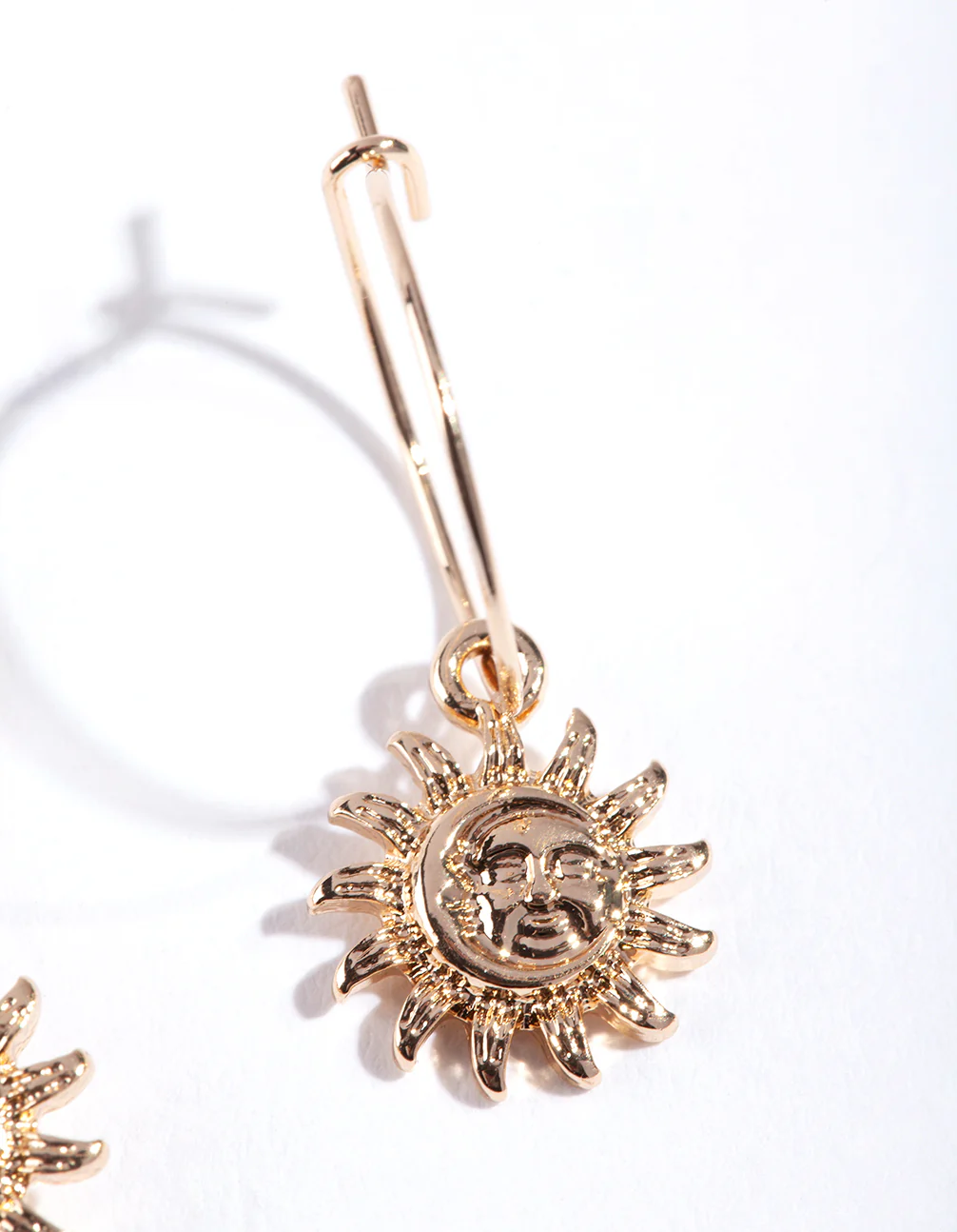 Gold Simple Sun Hoop Earrings - Image 4