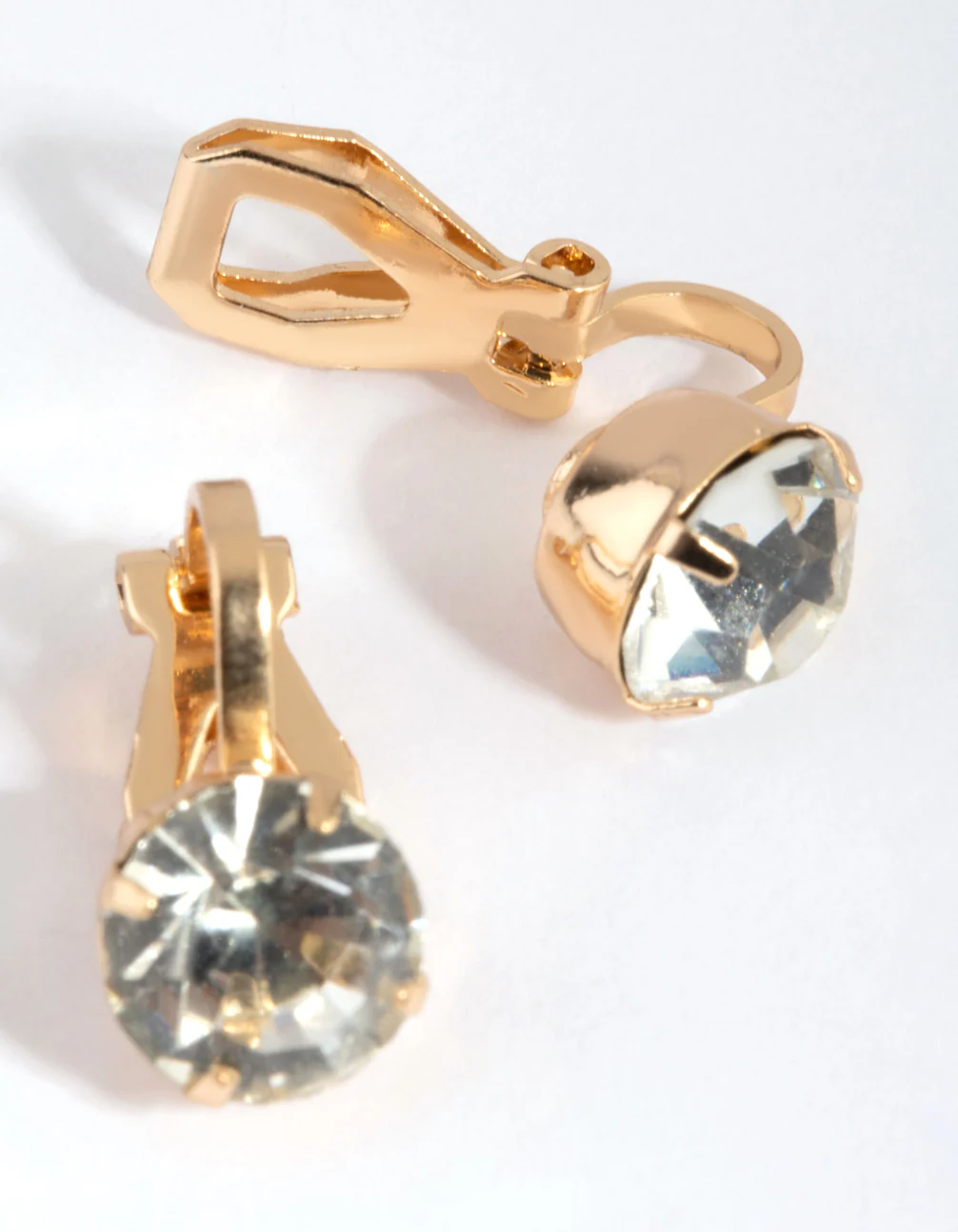 Gold Statement Diamante Clip On Earrings - Image 2