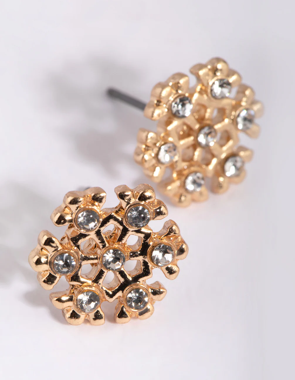 Gold Snowflake Stud Earrings - Image 3