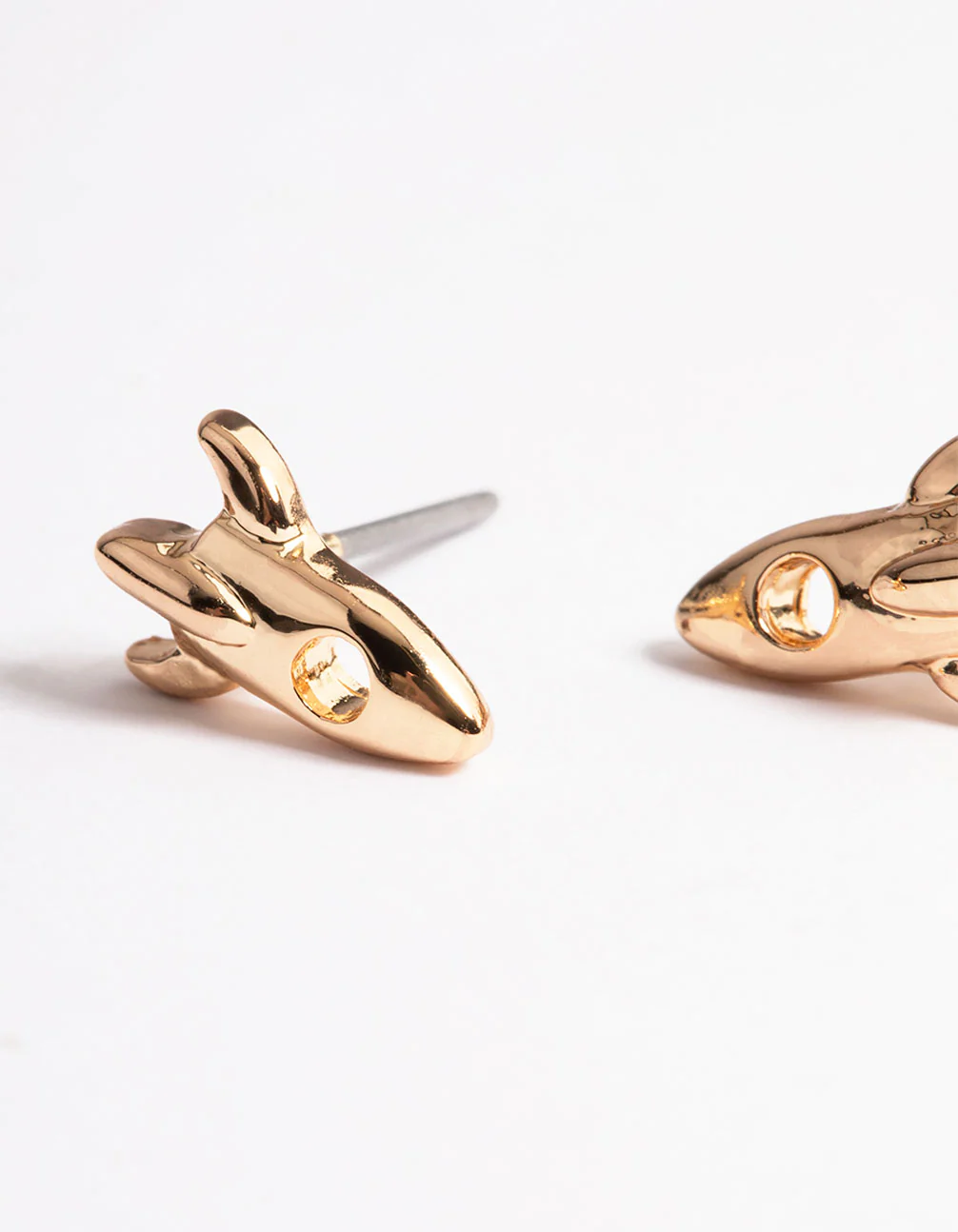 Gold Spaceship Stud Earrings - Image 2