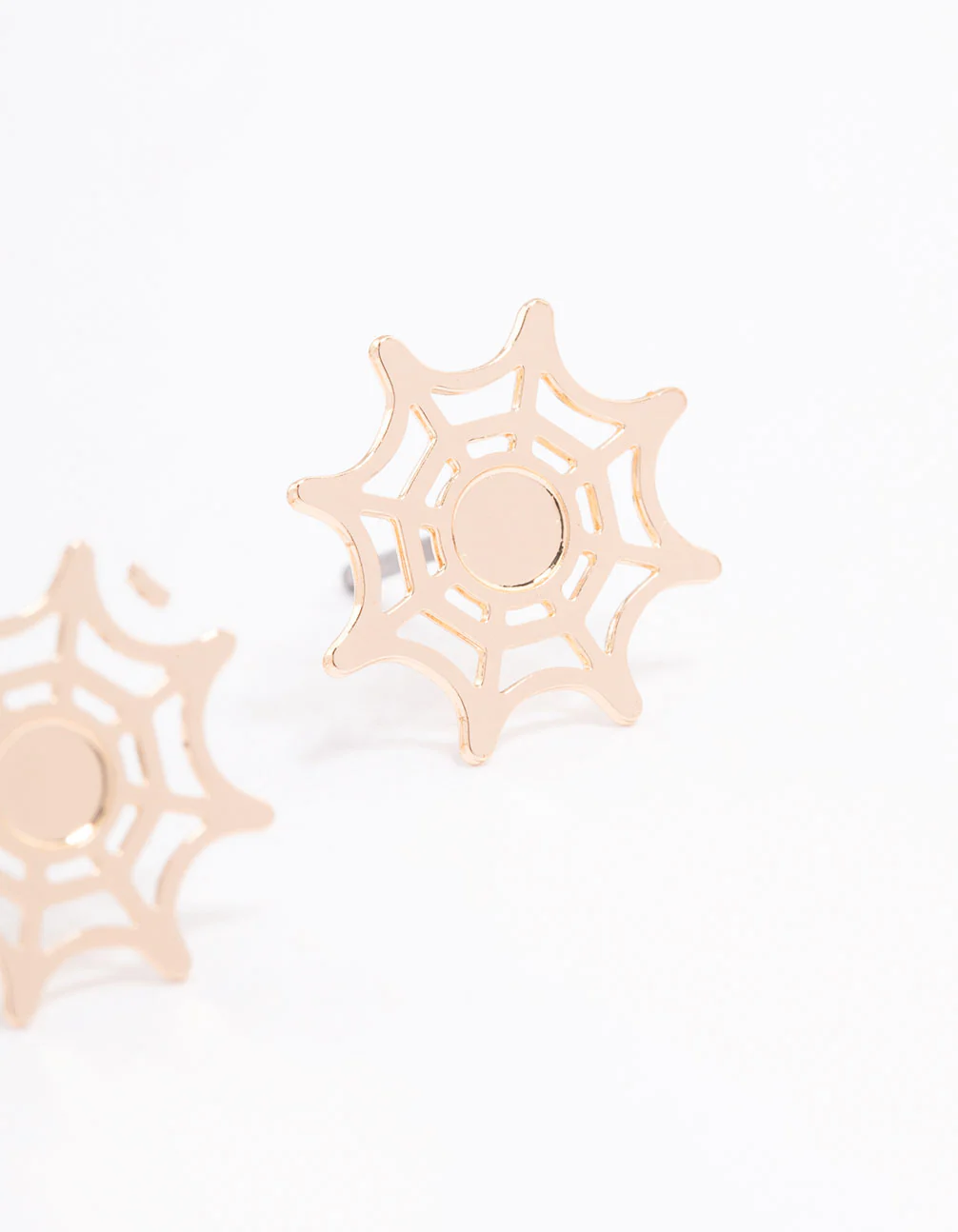 Gold Spiderweb Stud Earrings - Image 3