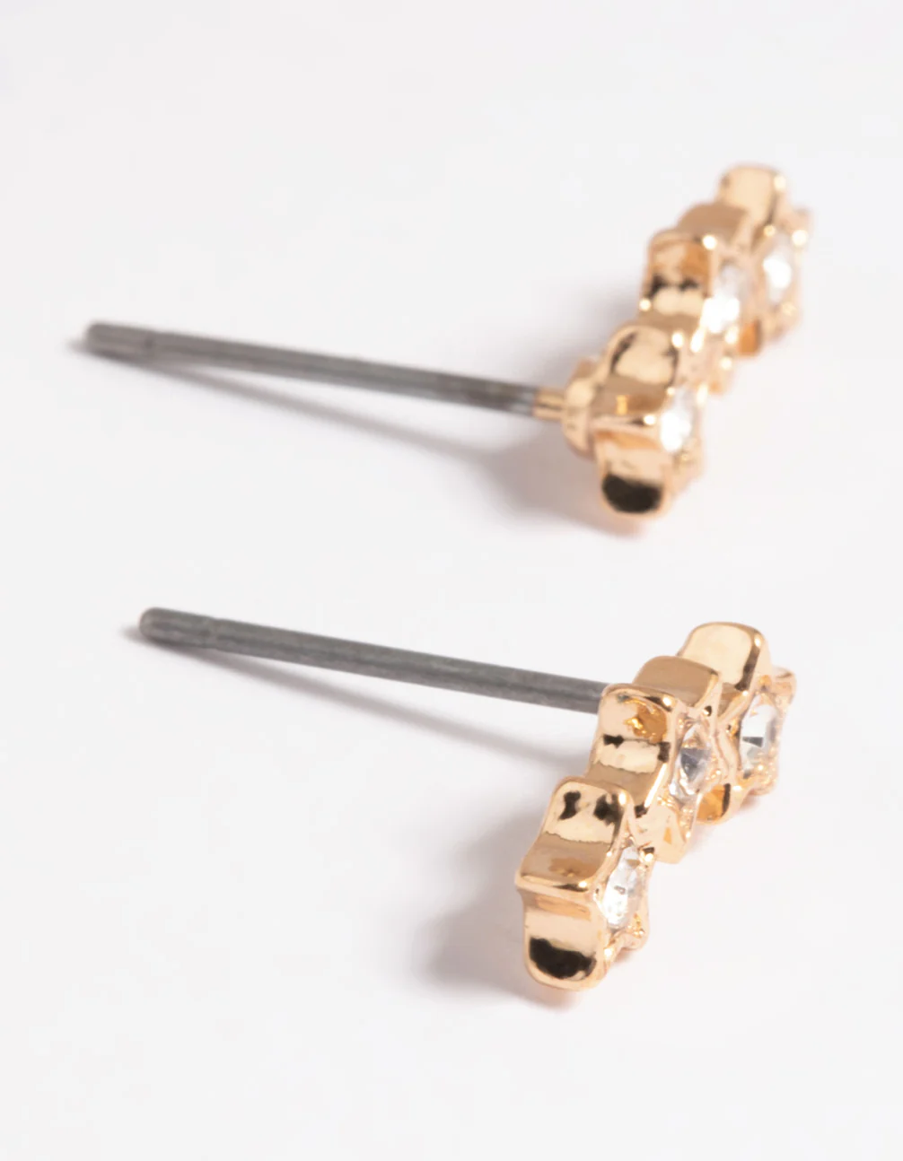 Gold Diamante Star Crawler Stud Earrings - Image 2