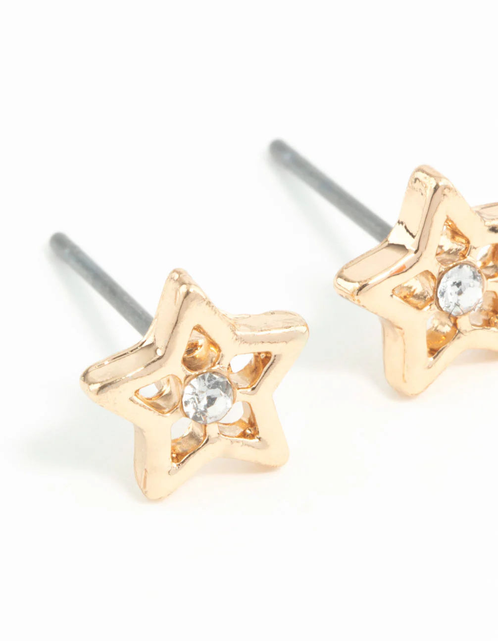 Gold Star Diamante Stud Earrings - Image 2