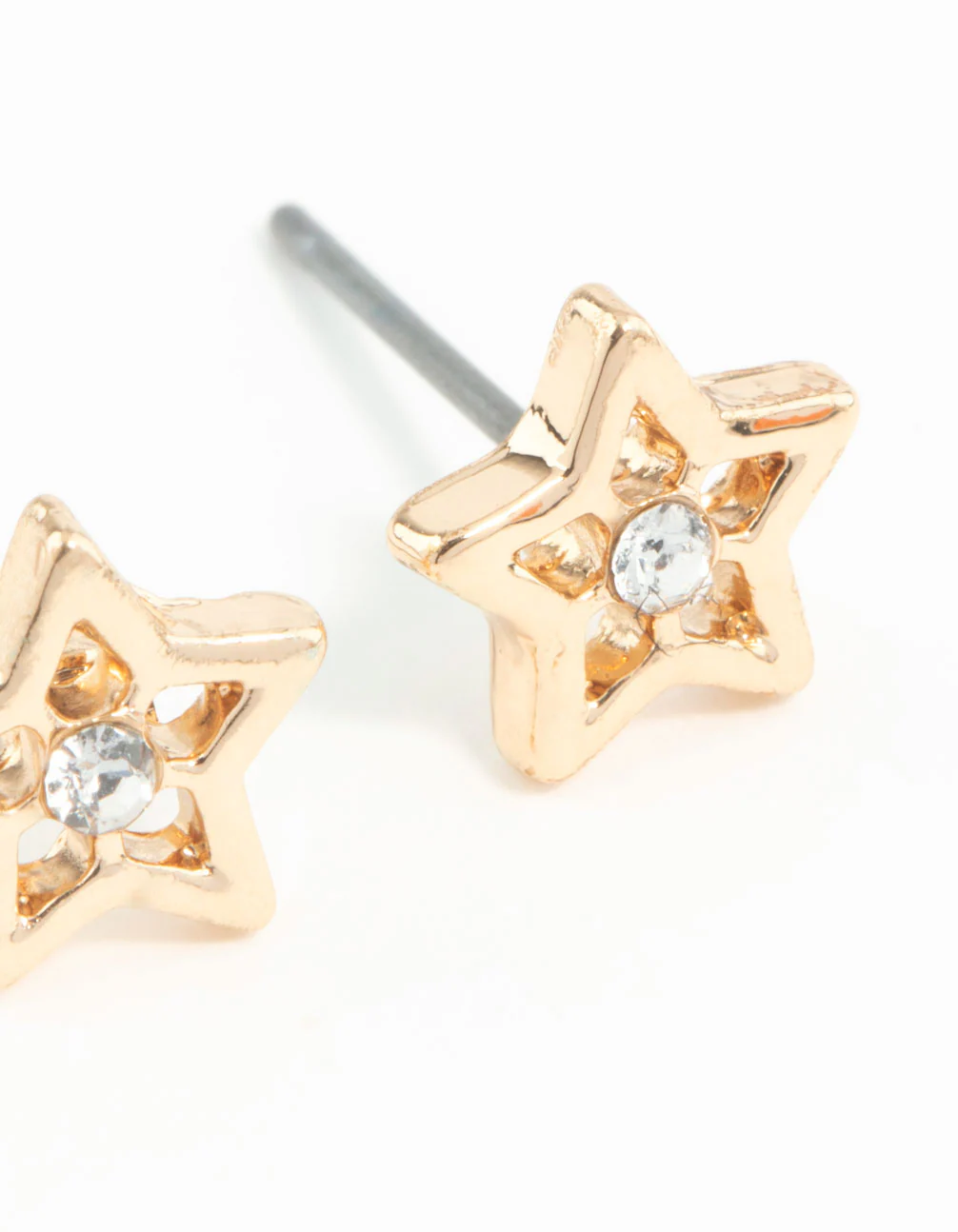 Gold Star Diamante Stud Earrings - Image 3
