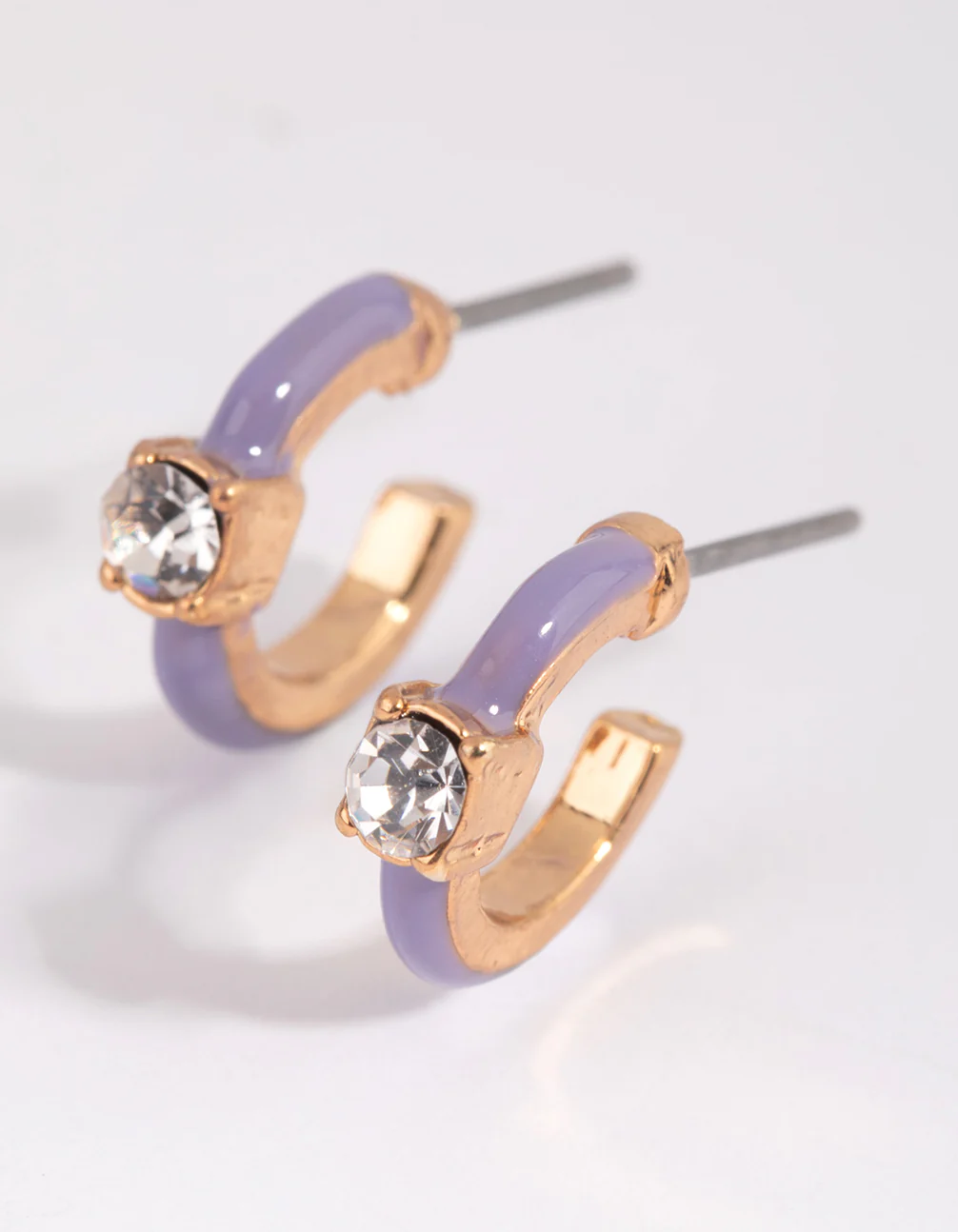 Purple Statement Diamante Huggie Earrings - Image 2