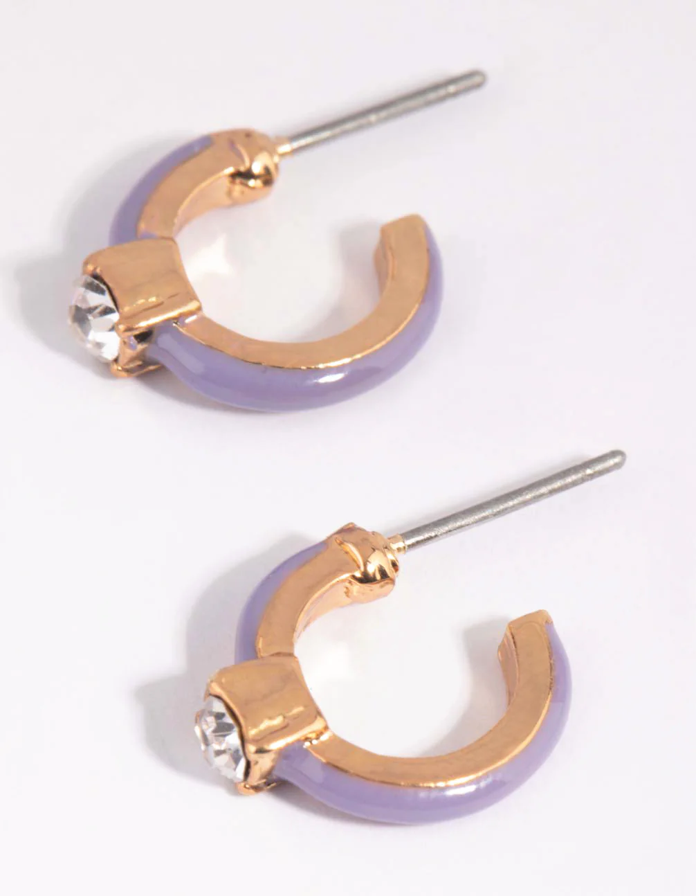 Purple Statement Diamante Huggie Earrings - Image 3