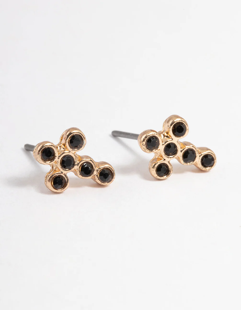 Gold Stone Cross Stud Earrings - Image 2