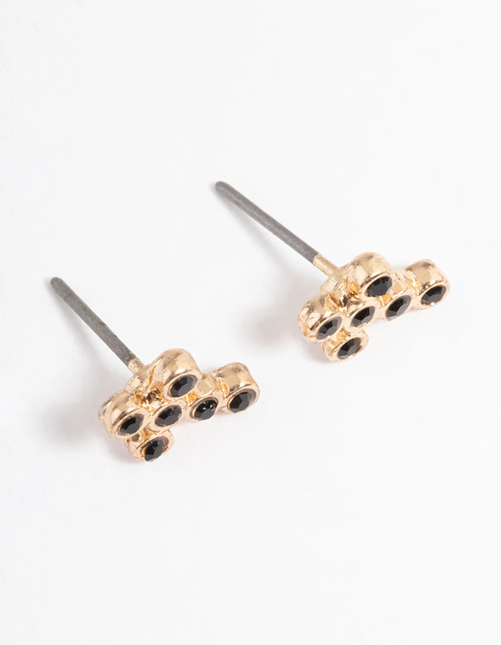 Gold Stone Cross Stud Earrings - Image 3