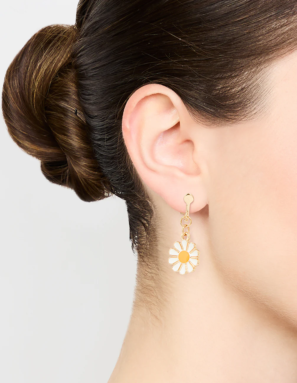 White Daisy Clip-On Earrings - Image 2