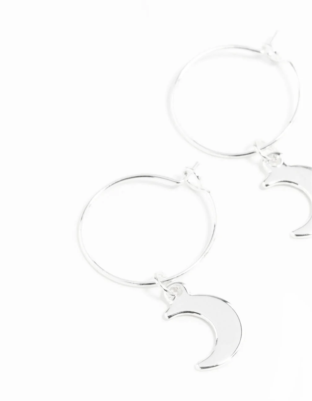 Silver 13mm Moon Hoop Earrings - Image 2